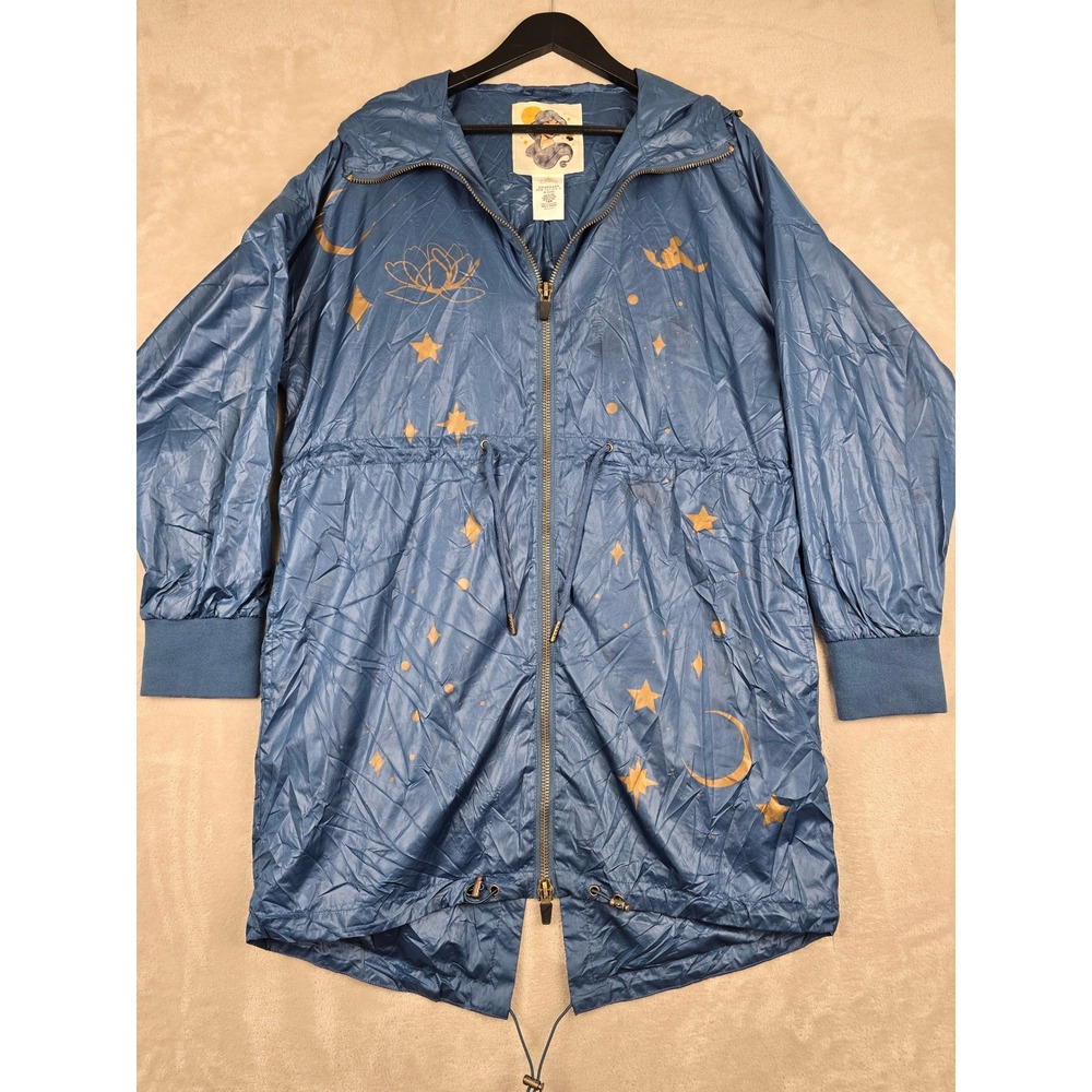 Disney Princess Jasmine Windbreaker Women M Blue Celestial Gold Stars Moon Stain
